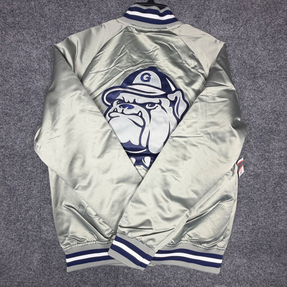 Mitchell & Ness Georgetown Hoyas NCAA Double Clutch Jacket Grey Size Medium - Picture 2 of 8